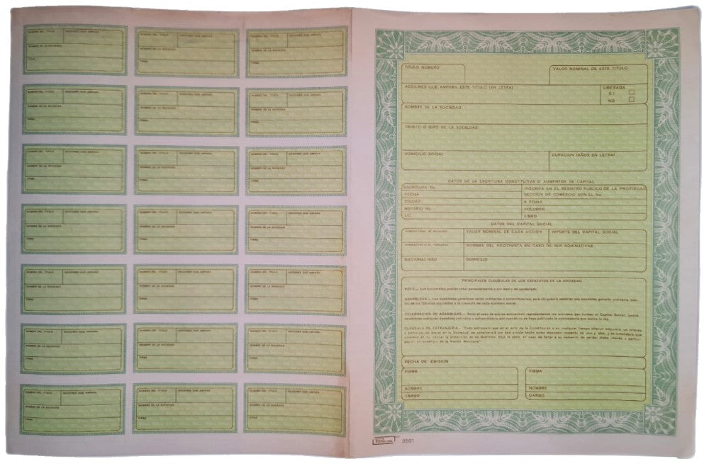 Block Auxiliar Acciones paquete 10 hojas DobleCarta Printaform® B-8501 Pieza