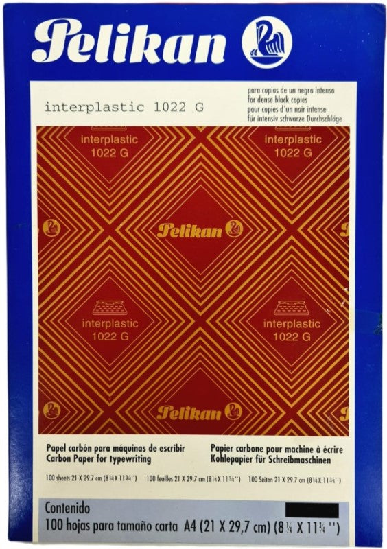 Papel Carbón Interplástic 1022 G c/100 Negro Carta Pelikan® Caja 7501015201633