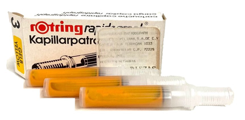 Cartucho Capilar para Rápidograph Amarillo c/3 Rotring® Paquete 4006856590357