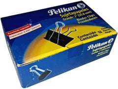 Broche Sujeta Papel Grande c/12 Negro 50mm 2" Pelikan® 1260002 Caja 7501015216071 01
