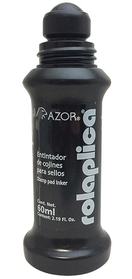 Tinta p/Sellos Rolaplica Negro 60ml AZOR® 587NE Pieza 7501428700495 01