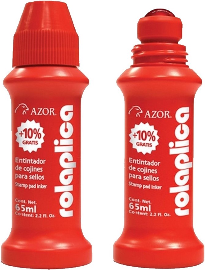 Tinta p/Sellos Rolaplica Rojo 60ml AZOR® 587RO Pieza 7501428700501 02
