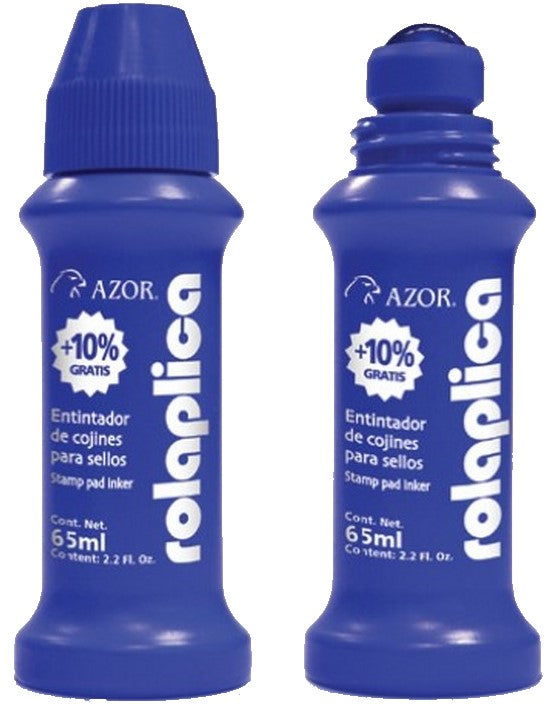 Tinta p/Sellos Rolaplica Azul 60ml AZOR® 587AZ Pieza 7501428700518 01