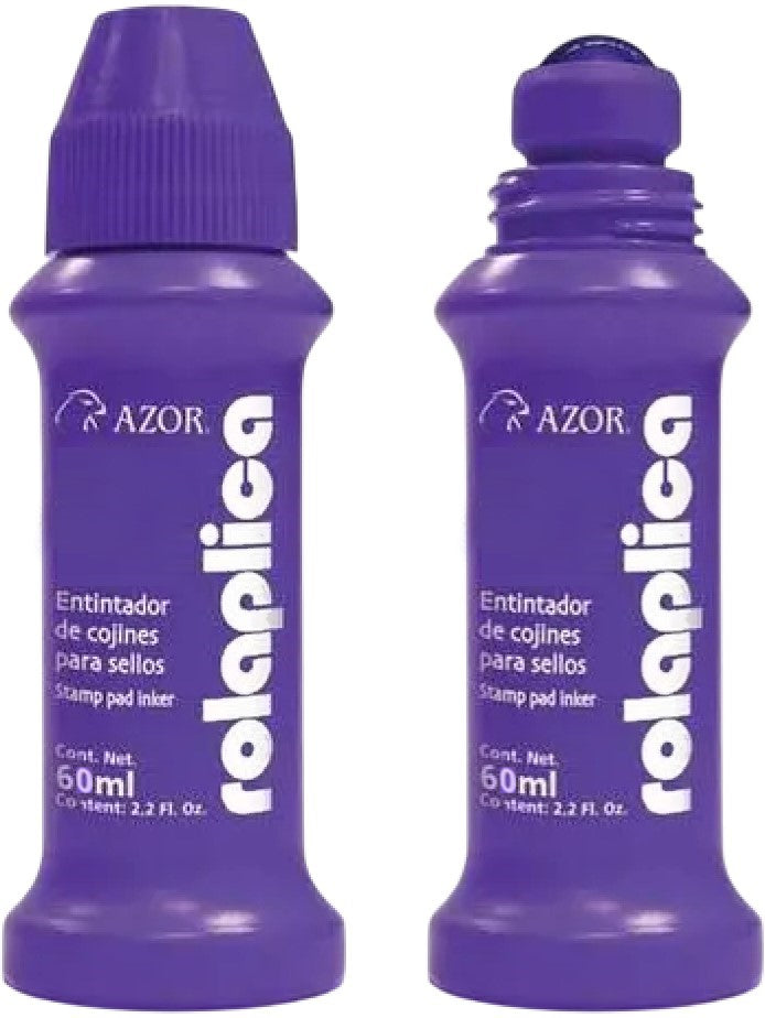 Tinta p/Sellos Rolaplica Violeta 60ml AZOR® 587VI Pieza 7501428700525 01