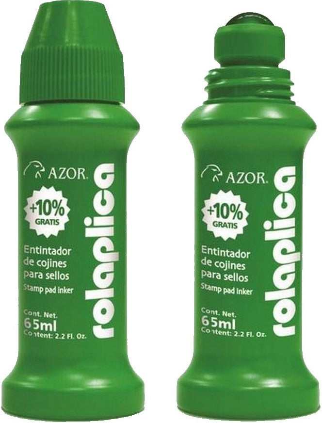 Tinta p/Sellos Rolaplica Verde 60ml AZOR® 587VE Pieza 7501428700532 02