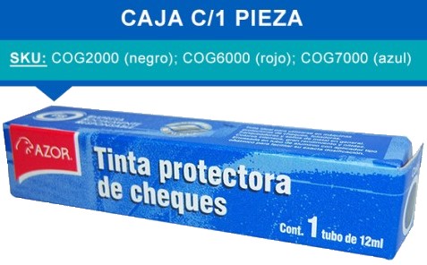 Tinta p/Sellos p/Folidora/Protectora Negro 12ml AZOR® COG2000 Pieza 7501449715713 01