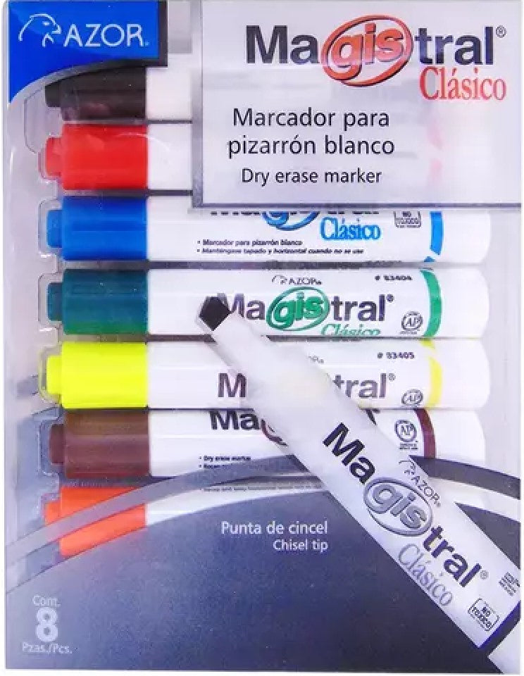 Marcador p/Pizarrón Magistral Clásico Colores Est.c/8 AZOR® 83478 [Estuche] 7501428706435