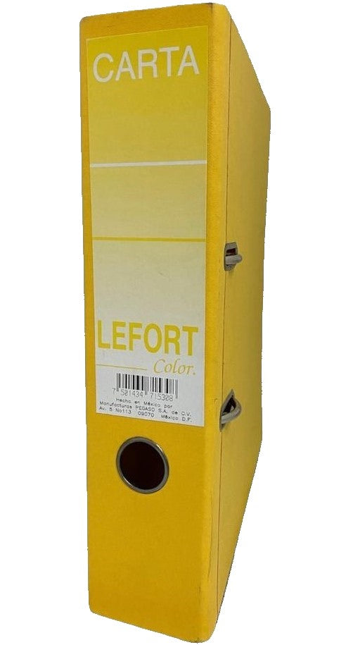 Registrador 2 argollas Color 2" Amarillo Carta Lefort® A-1530 [Pieza] 7501434715308