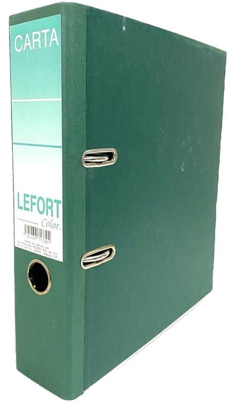 Registrador 2 argollas Color 2" Verde Carta Lefort® A-1330 [Pieza] 7501434713304