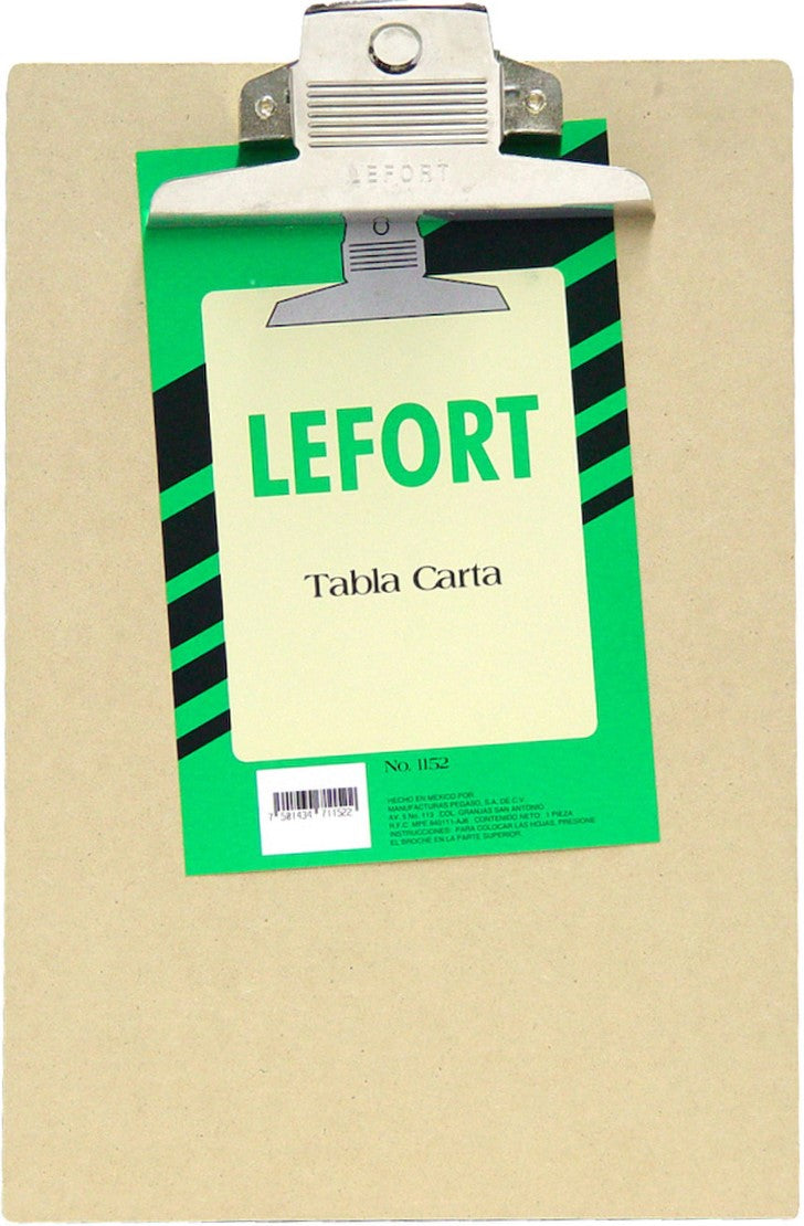 TablaAgarraPapel Fibracel  Madera Broche Placa Metal Lefort® [Pieza] Imagen secundaria del producto
