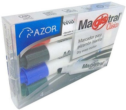 Marcador p/Pizarrón Magistral Clásico Colores Est.c/4 AZOR® 83474 [Estuche] 7501428706428