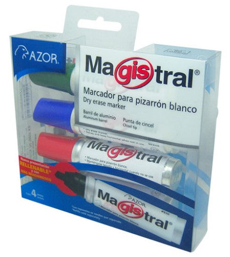 Marcador p/Pizarrón Magistral Aluminio Colores Est.c/4 AZOR® 830-4 [Estuche] 7501428700785