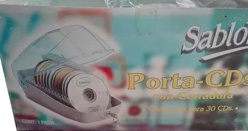 Porta CD Acrílico c/Cerradura Gris p/30 Sablón® PCD30 [Pieza] 7501434631745