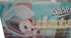 Porta CD Acrílico c/Cerradura Gris p/30 Sablón® PCD30 [Pieza] 7501434631745