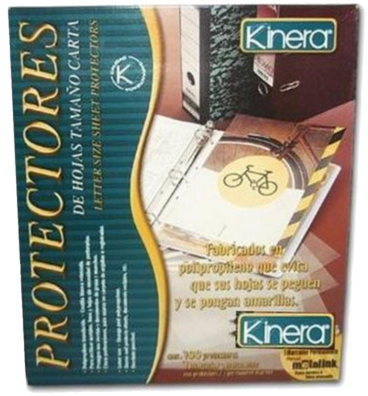 Mica Protectora p/carpeta 3 perforaciones c/100 Translúcido Carta Kinera® 360 Caja 7501428704868