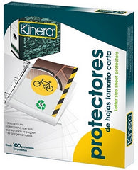 Mica Protectora p/carpeta 3 perforaciones c/100 Translúcido Carta Kinera® 360 [Caja] 7501428704868 2