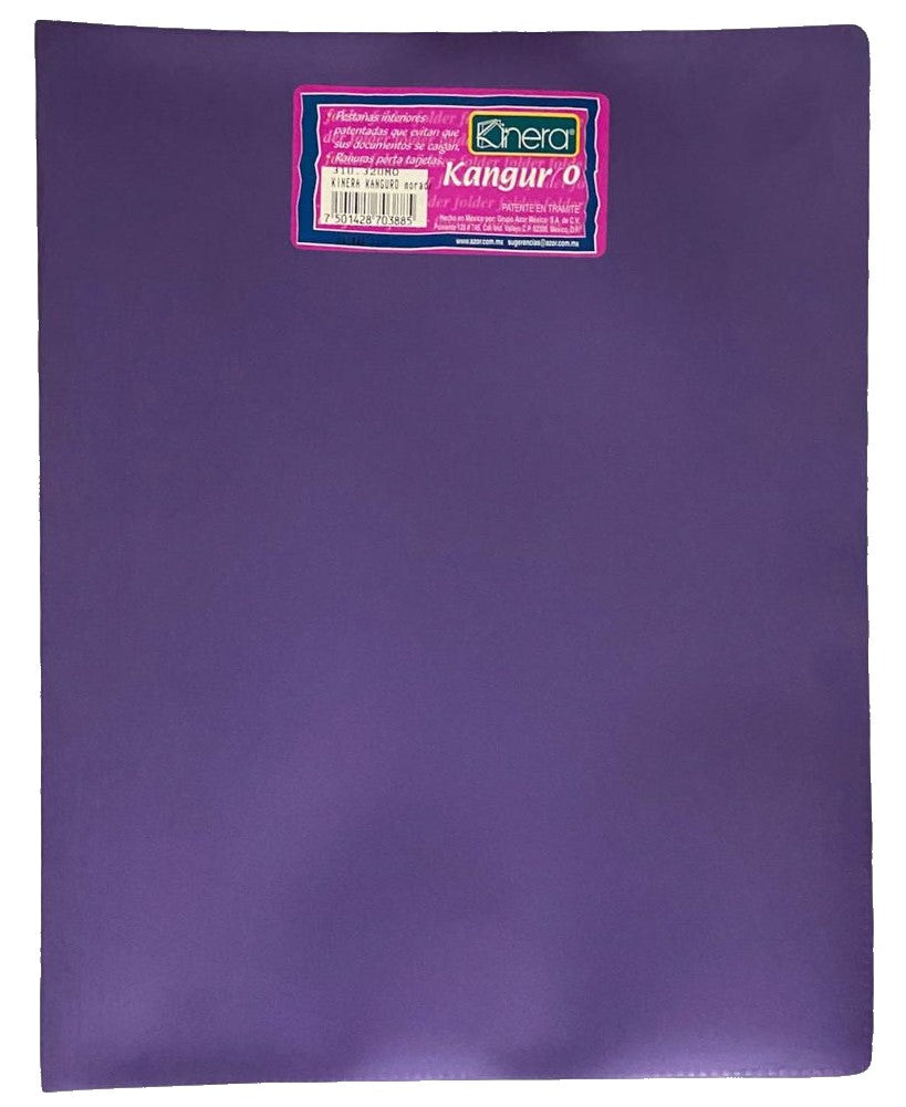 Fólder Plástico Portadocu Kanguro Doble Solapa Morado Carta Kinera® 320MO [Pieza] 7501428703885