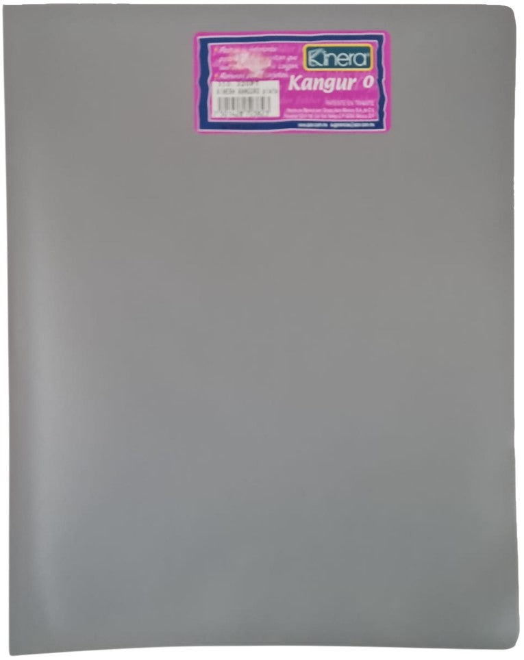 Fólder Plástico Portadocu Kanguro Doble Solapa Gris Plata Carta Kinera® 320PT [Pieza] 7501428703823
