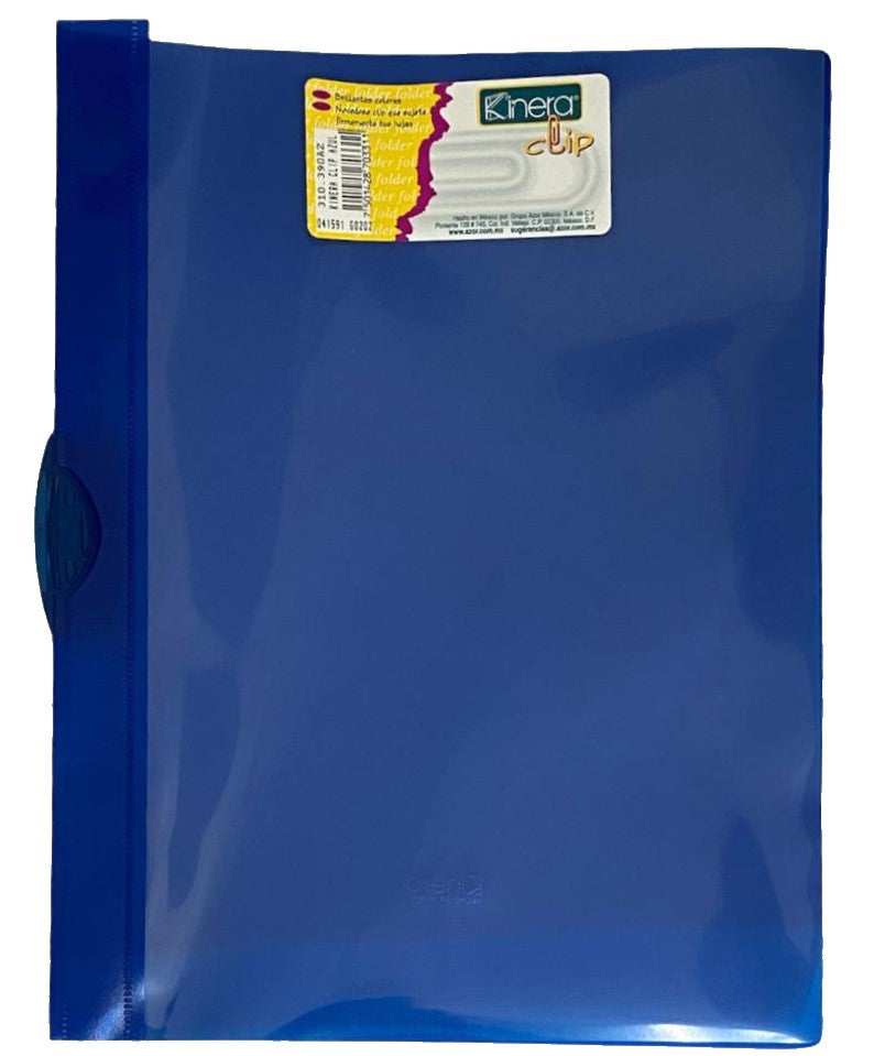 Fólder Plástico c/Clip Azul Carta Kinera® 390AZ [Pieza] 7501428703311