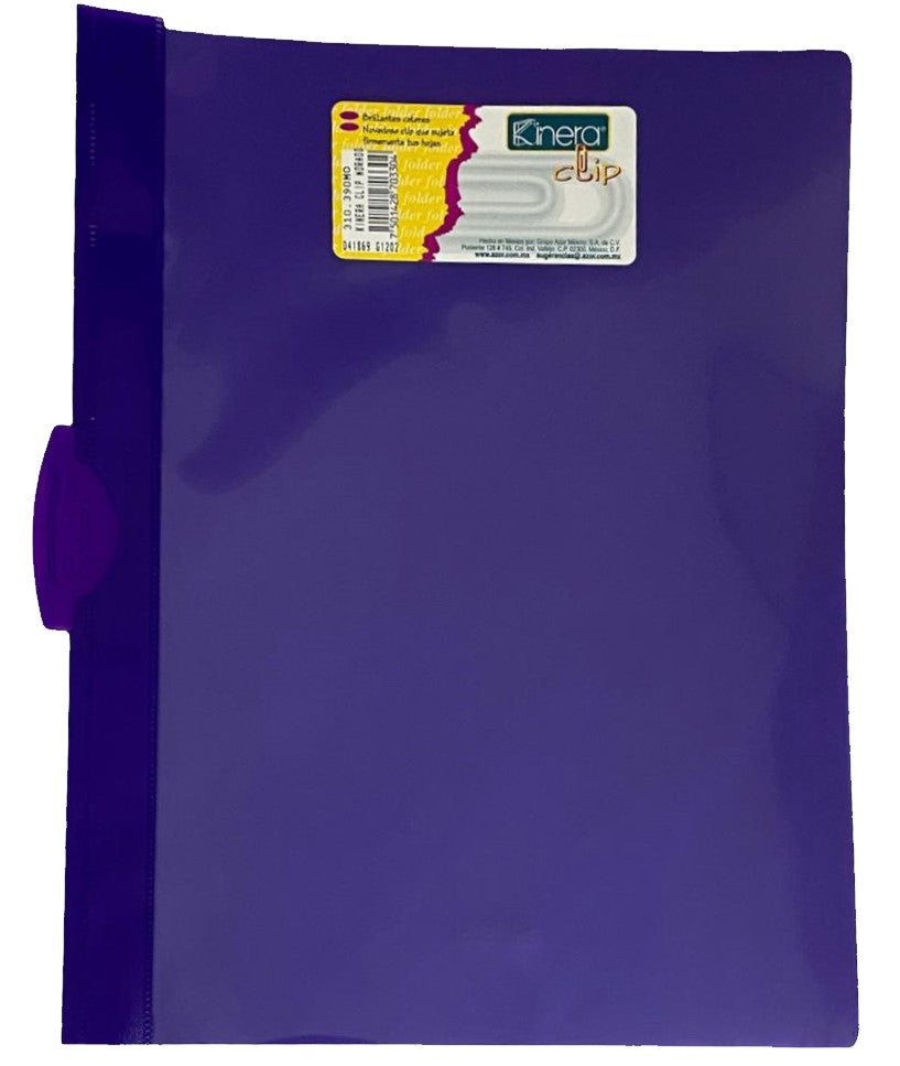 Fólder Plástico c/Clip Morado Carta Kinera® 390MO [Pieza] 7501428703304