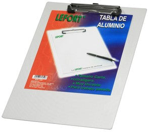 TablaAgarraPapel Aluminio c/Clip Metálico Carta Lefort® 1352 [Pieza] 7501434713526