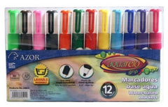 Marcador base Agua Aquarelo-Lavable Grip Colores Est.c/12 AZOR® 20012 [Estuche] 7501428705919