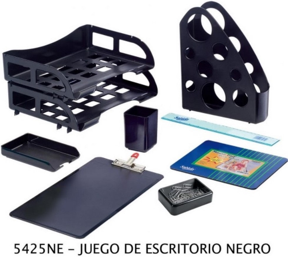 Kit de Oficina Charola,PortaClip,Tabla Negro 9 Piezas Sablón® 5425NE [Pieza] 7501434654256