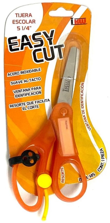 Tijera Escolar Punta Roma c/Resorte y Portanombre 5¼" AceroInoxidable IKW® 145 [Pieza] 7502005161456