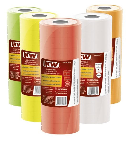 Etiqueta p/Precios Paquete 10 rollos Blanco 21×12mm IKW® 671 [Paquete] 7502005166710