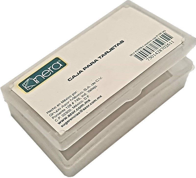 Caja p/Tarjetas Plástico Tapa Integrada Transparente 5×9 cm Kinera® 3814 [Pieza] 7501428702611