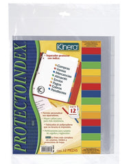Separador Hojas p/Carpeta Protecto c/Indice c/12 Transparente Carta Kinera® 3912 [Bolsa de plástico] 7501428705780