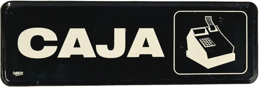 Letrero Informativo "CAJA" Negro 23×7.5cm Sablón® 7901 [Pieza] 7501434679013
