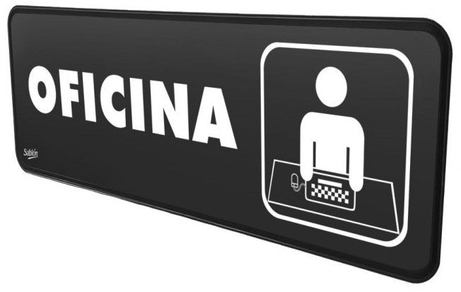 Letrero Informativo "OFICINA" Negro 23×7.5cm Sablón® 7908 [Pieza] 7501434679082