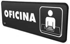 Letrero Informativo "OFICINA" Negro 23×7.5cm Sablón® 7908 [Pieza] 7501434679082
