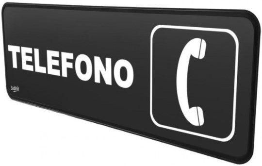 Letrero Informativo "TELÉFONO" Negro 23×7.5cm Sablón® 7912 Pieza 7501434679129