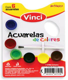 Acuarelas en Cartón Paleta c/Pincel Colores c/6 Vinci® 2496 Pieza 7501014620015 01