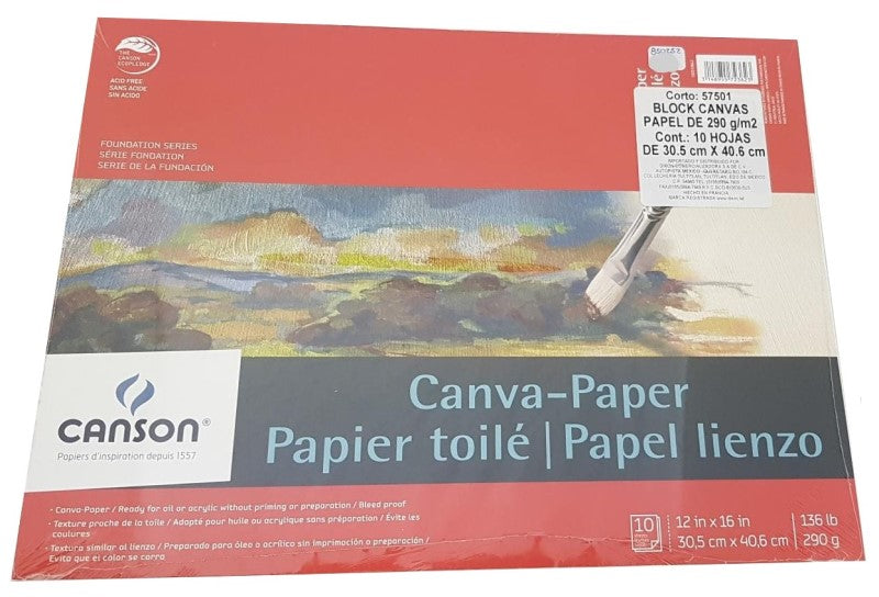 Block p/Arte Canvas Foundation 10 hojas 12×16" Canson® 57501 [Pieza] 3148955723623