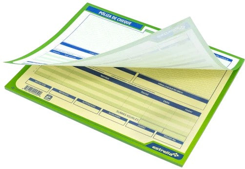 Block Póliza Cheques 25 Juegos ½ Oficio Estrella® 250 [Pieza] 602760002500