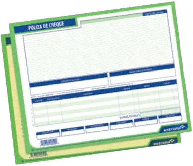 Block Póliza Cheques 25 Juegos ½ Oficio Estrella® 250 [Pieza] 602760002500 2