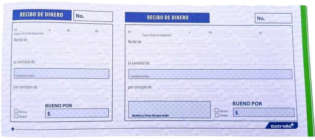 Block Recibos de Dinero con Talón D 50 hojas Estrella® 20 [Pieza] Imagen secundaria del producto