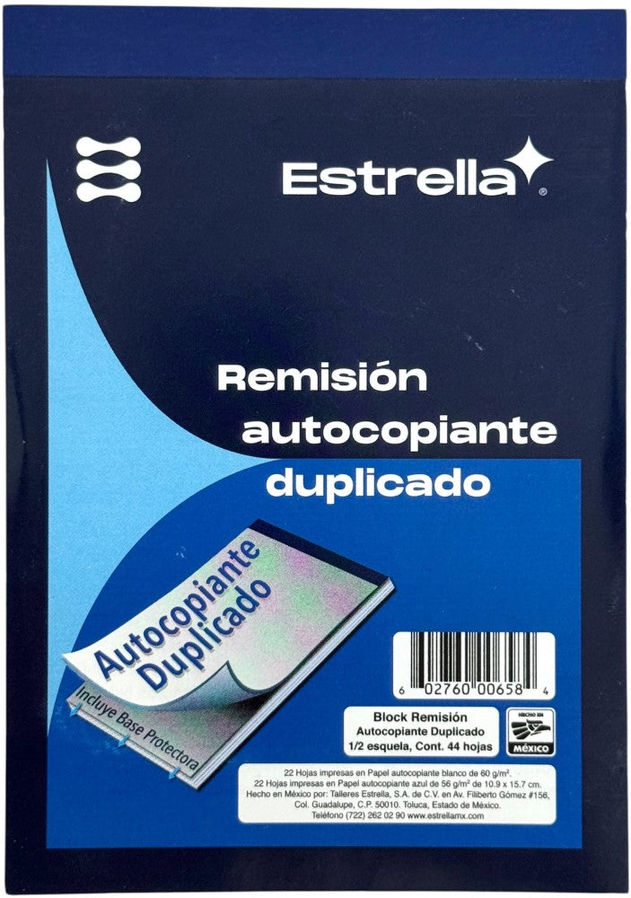 Block Remisiones Duplicado Autocopia DA 22 Juegos 11×15.7cm Estrella® 658 [Pieza] 602760006584