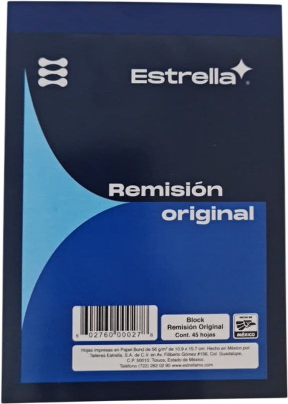 Block Remisiones Original O 45 hojas 11×15.7cm Estrella® 27 [Pieza] 602760000278