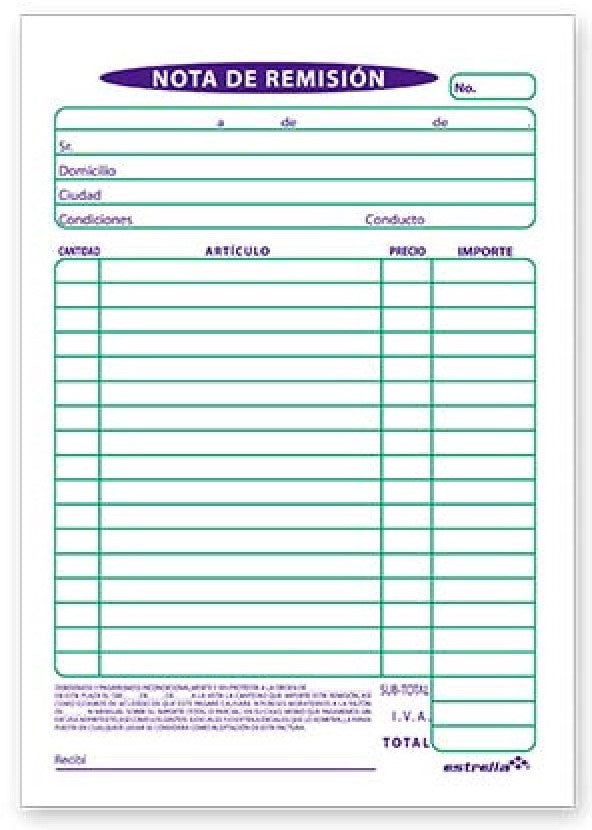 Block Remisiones Original O 45 hojas 11×15.9cm Estrella® 27 [Pieza] 602760000278