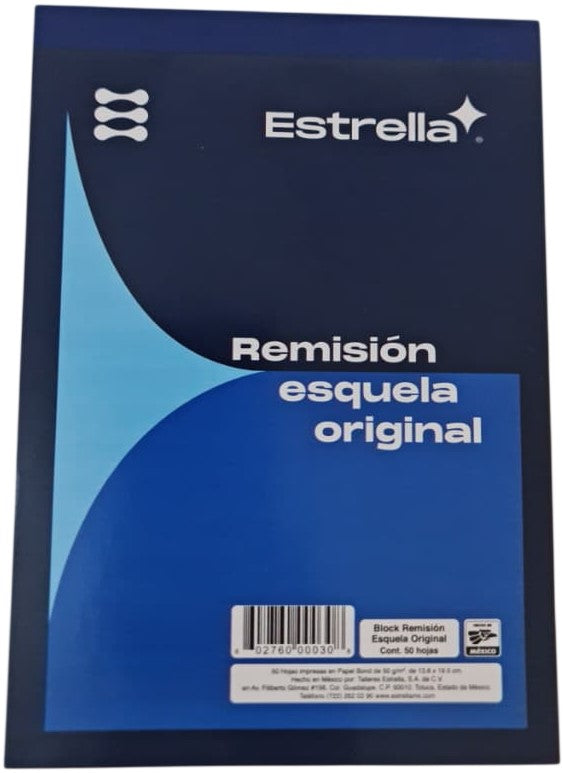 Block Remisiones Original Esquela O 50 hojas 14×19.5cm Estrella® 30 [Pieza] 602760000308