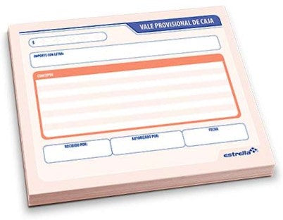 Block Vale Provisional de Caja 50 hojas ¼ Carta Estrella® 136 [Pieza] 602760001367