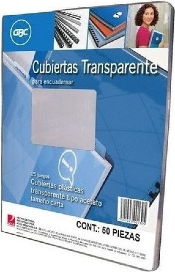 Pasta p/Engargolar Tipo Acetato c/50 Transparente 22×28.5cm GBC® M100305 [Paquete] 7501493001305 2