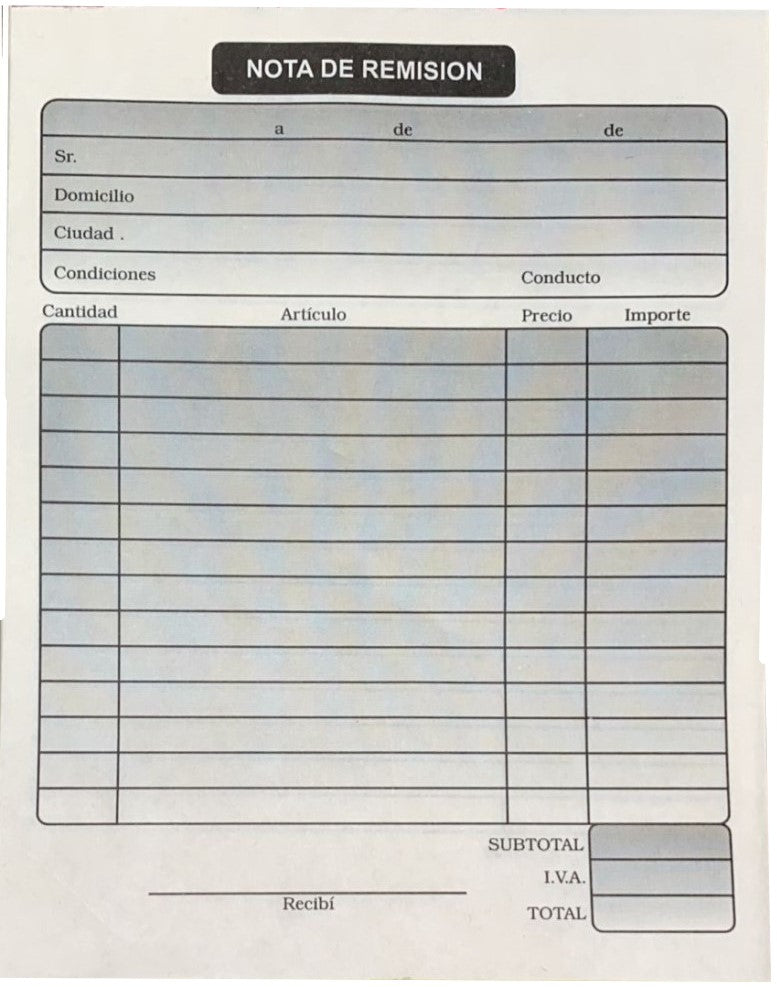 Block Remisiones Original O 50 hojas ¼ Carta Proesa® Pieza