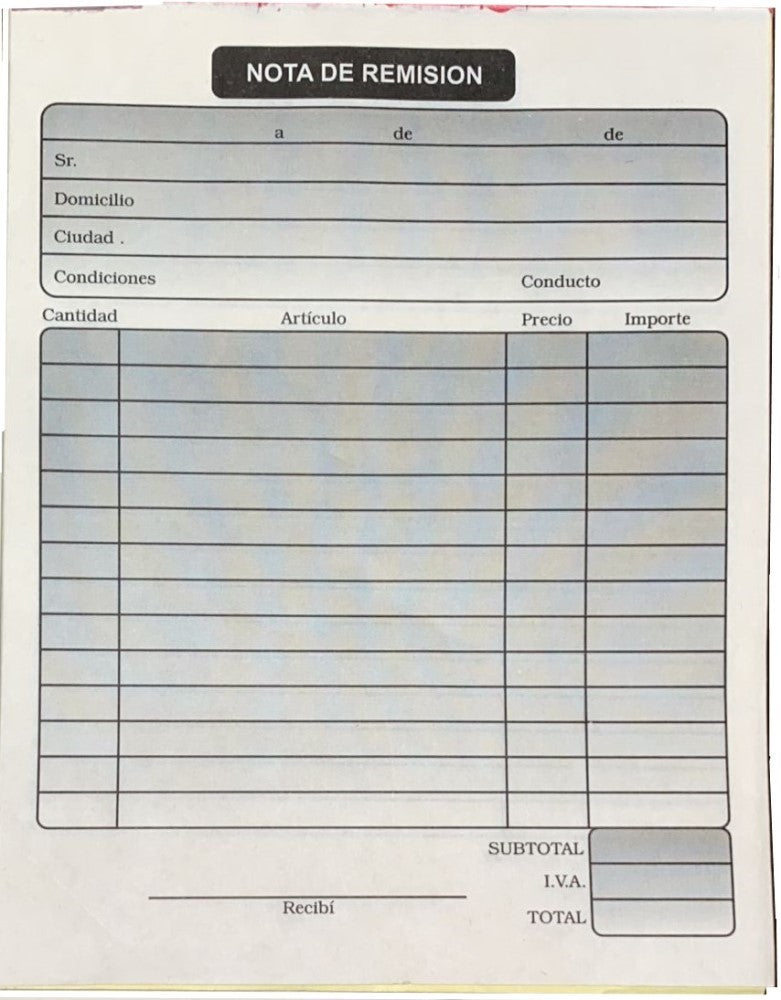 Block Remisiones Duplicado Autocopia DA 25 Juegos ¼ Carta Proesa® [Pieza]