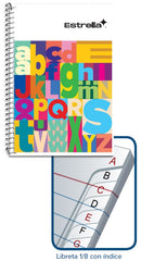 Libreta f/Francesa 1/8 Espiral c/Indice 100 Hojas Raya Estrella® 206 [Pieza] 602760002067 2