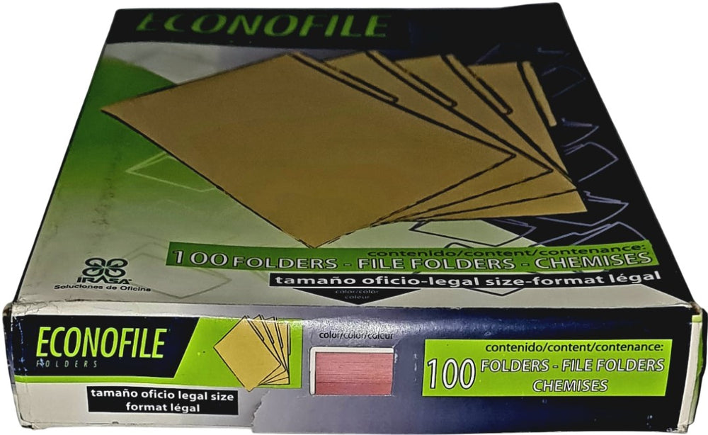 Fólder Econofile c/100 Rosa pastel Oficio Irasa® FE-1404 14041 Caja 7501249825179 02